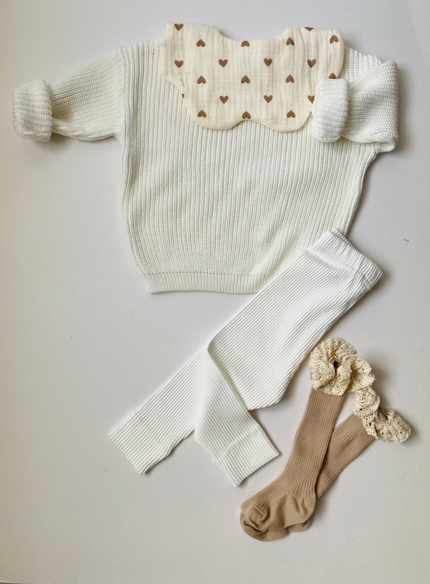 Baby/Toddler WHITE Oversized Cotton Knit Sweater for Boys and Girls Personalised Jumpers