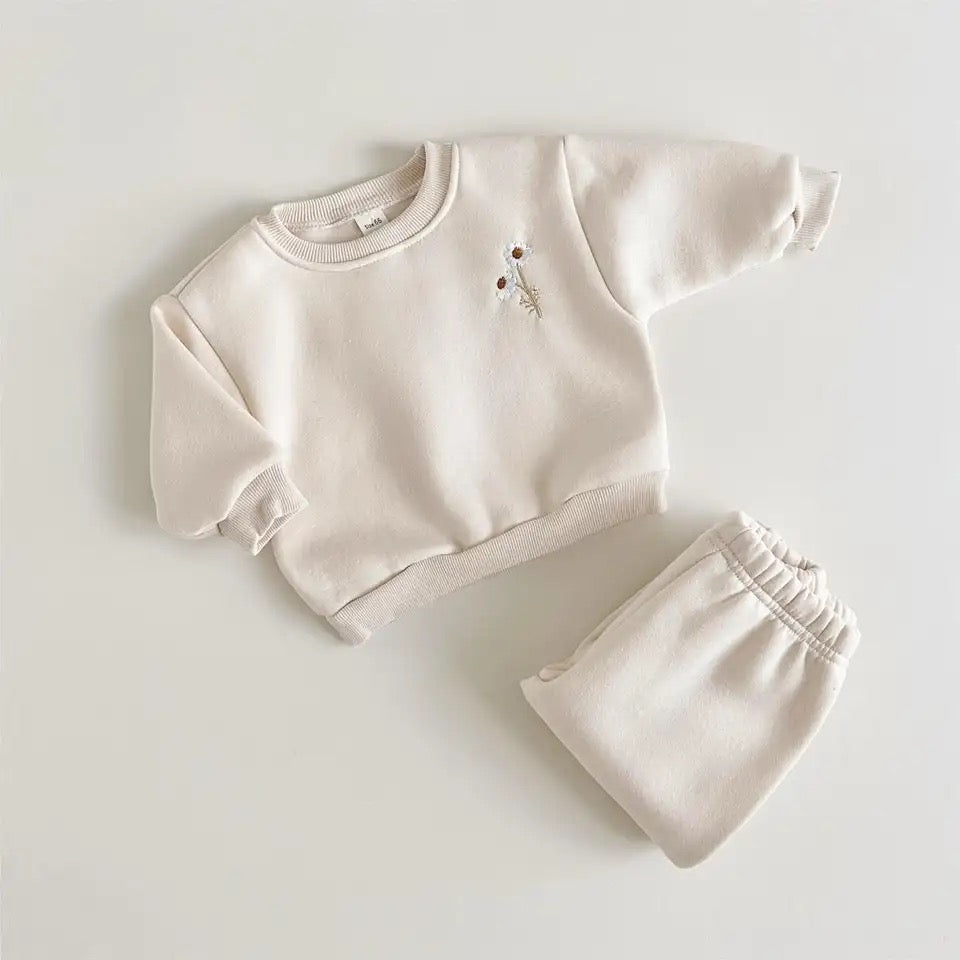 Baby/Kids LIGHT BEIGE Tracksuit Set (2 piece) with a pair of Khaki Socks