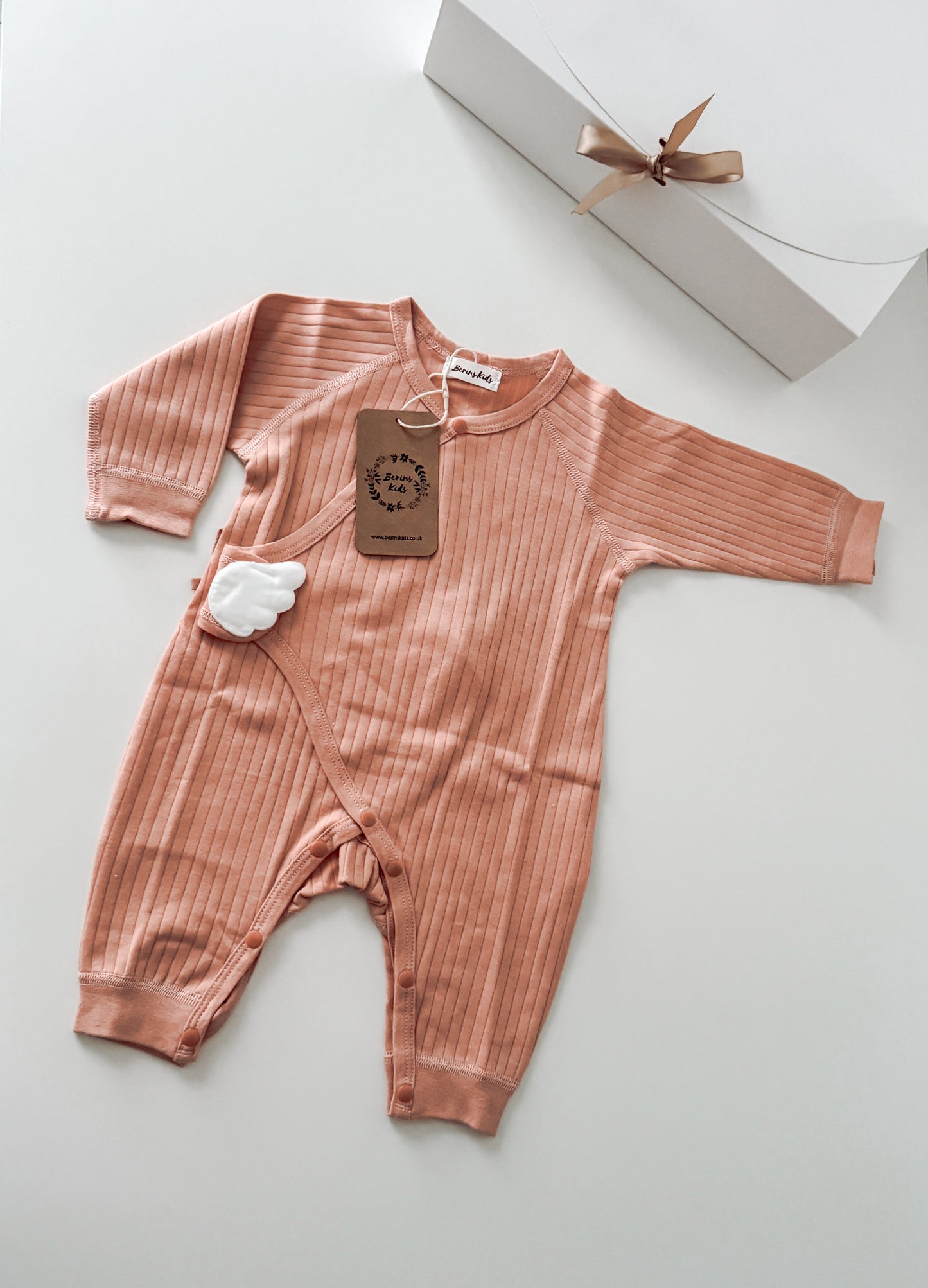 Baby Angel Wing Romper(Salmon PINK)- Personalised Bodysuit for Newborn Boy Girl