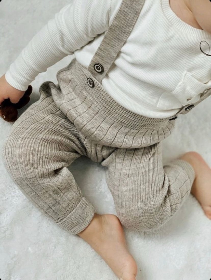 Baby/Toddler Knitted Dungarees Trousers with Suspenders