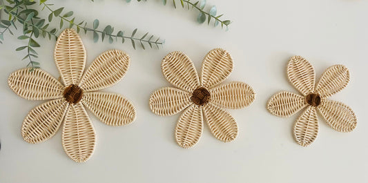 Handmade Rattan Flower Wall Hanging | Boho Nursery Wall Decor |