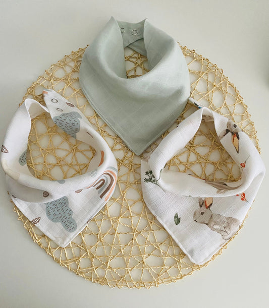 Baby/Toddler Cotton Muslin Bibs Set of 3