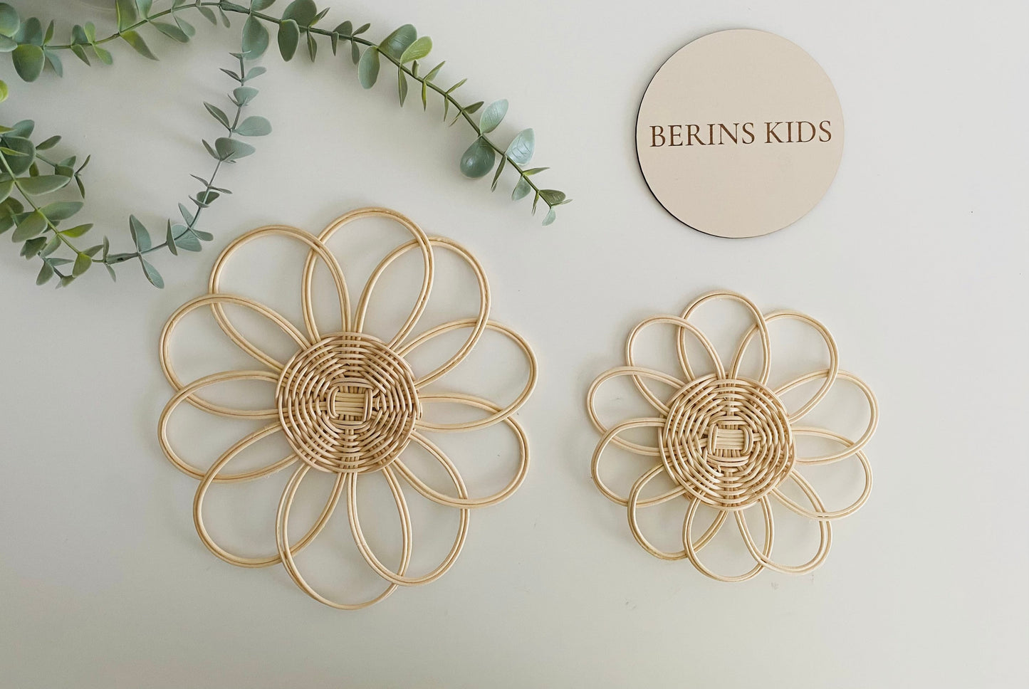 Handmade Rattan Flower Wall Hanging | Nursery Wall Decor | Boho Wall Decor