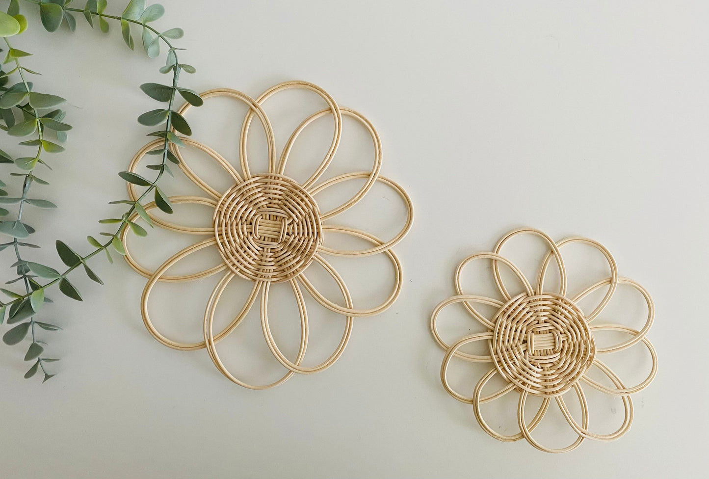 Handmade Rattan Flower Wall Hanging | Nursery Wall Decor | Boho Wall Decor