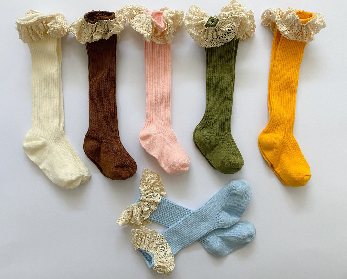 Baby/Toddler’s socks, 100% cotton knee high lace socks,