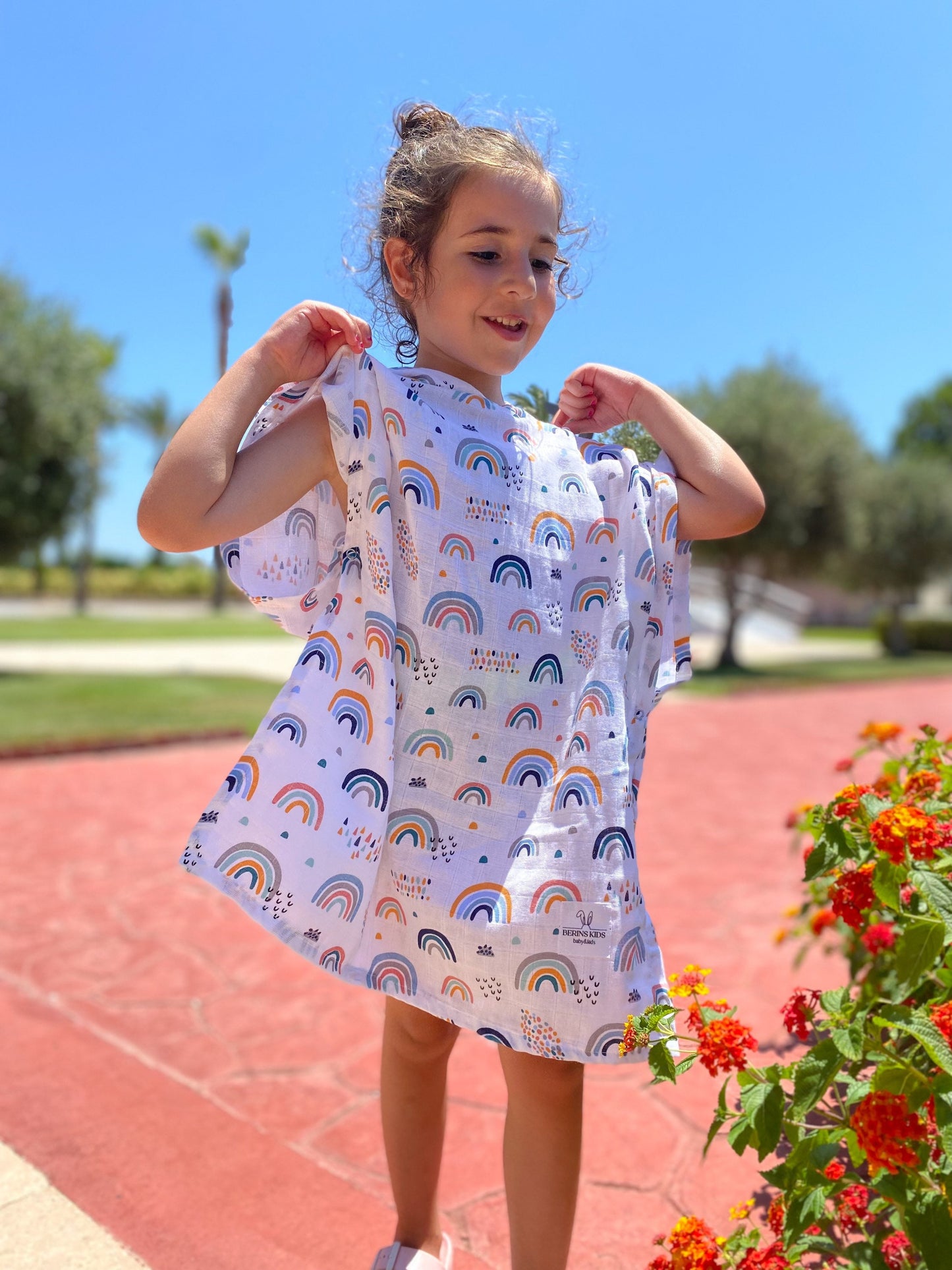 Toddler Kids Muslin Poncho Cotton Hooded Beach Towel | Baby Pool, Bath, Play time, Kids Swimwear