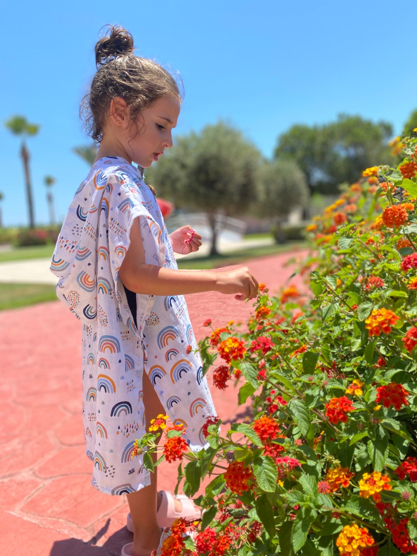 Toddler Kids Muslin Poncho Cotton Hooded Beach Towel | Baby Pool, Bath, Play time, Kids Swimwear