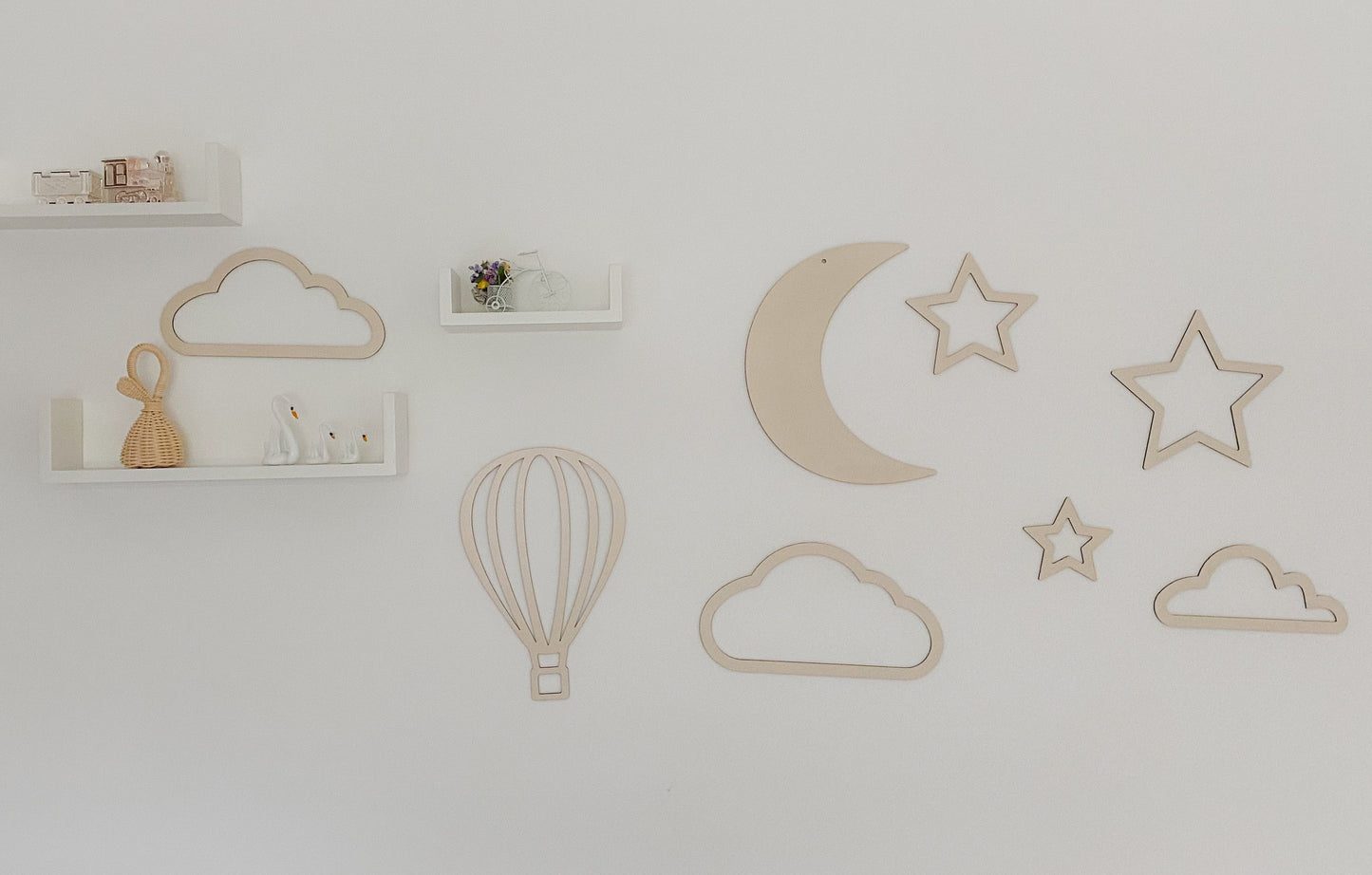 Wooden Moon Wall Decor| Boho Style Nursery Wall Shelf Decor