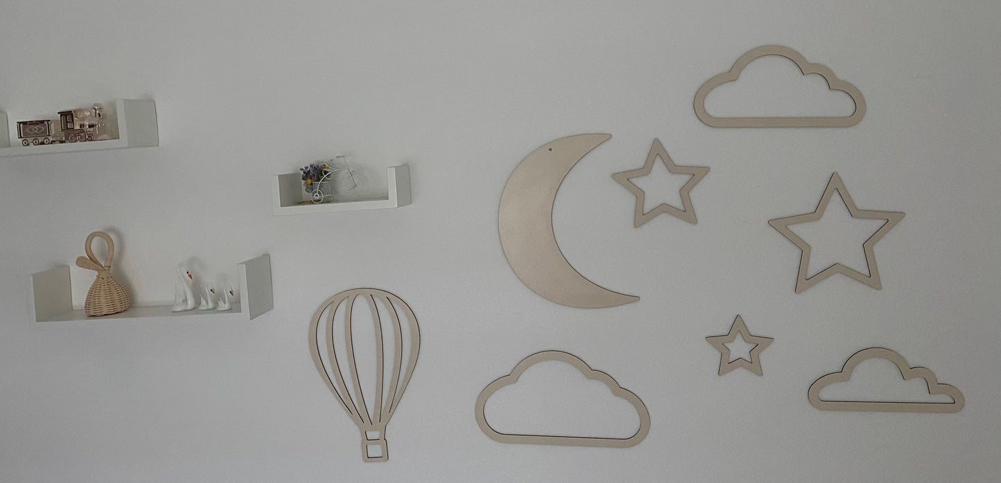 Wooden Hot Air Balloon Nursery Wall/Shelf Decor 21x32cm