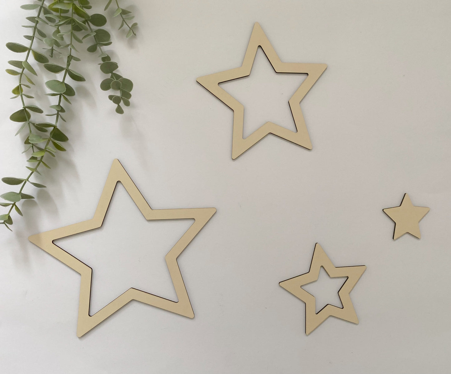Wooden Stars Set of 4 Wall Decor| Boho Style Nursery Wall Shelf Decor