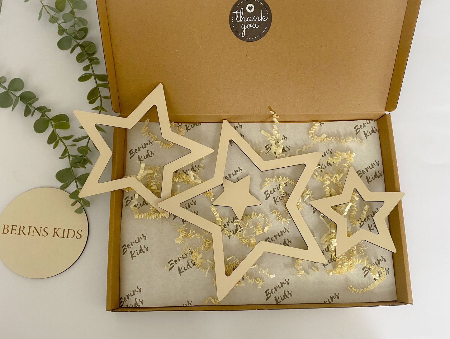Wooden Stars Set of 4 Wall Decor| Boho Style Nursery Wall Shelf Decor