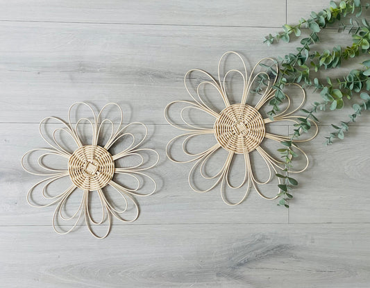 Handmade Rattan Flower Wall Hanging | Nursery Wall Decor