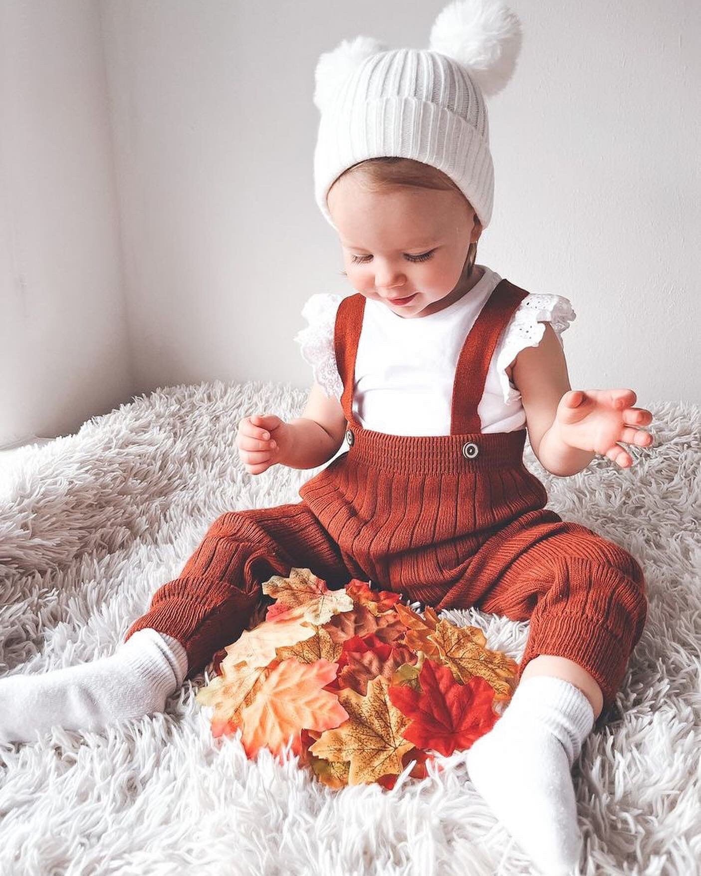 Baby/Toddler Knitted Dungarees Trousers with Suspenders