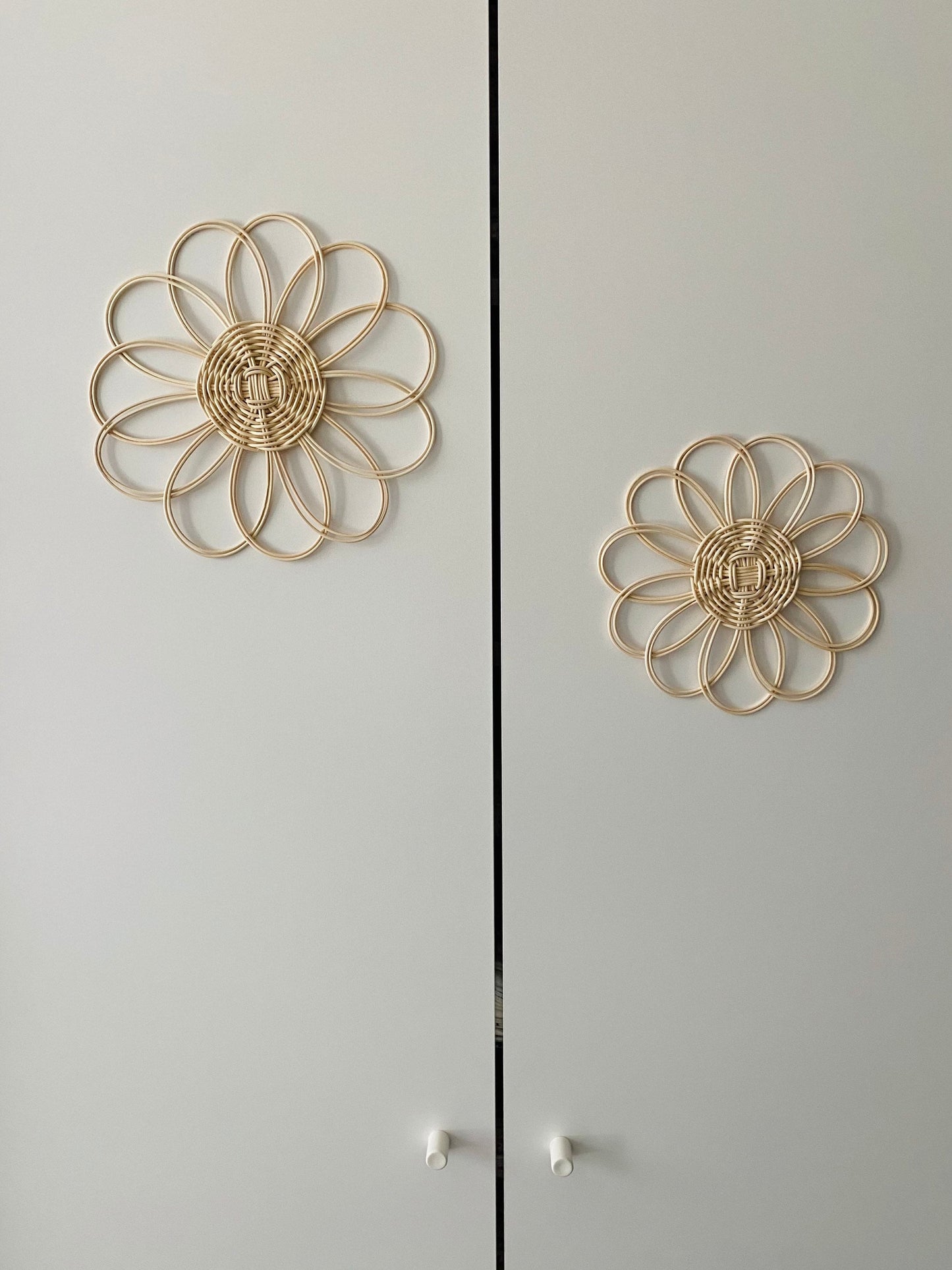 Handmade Rattan Flower Wall Hanging | Nursery Wall Decor | Boho Wall Decor