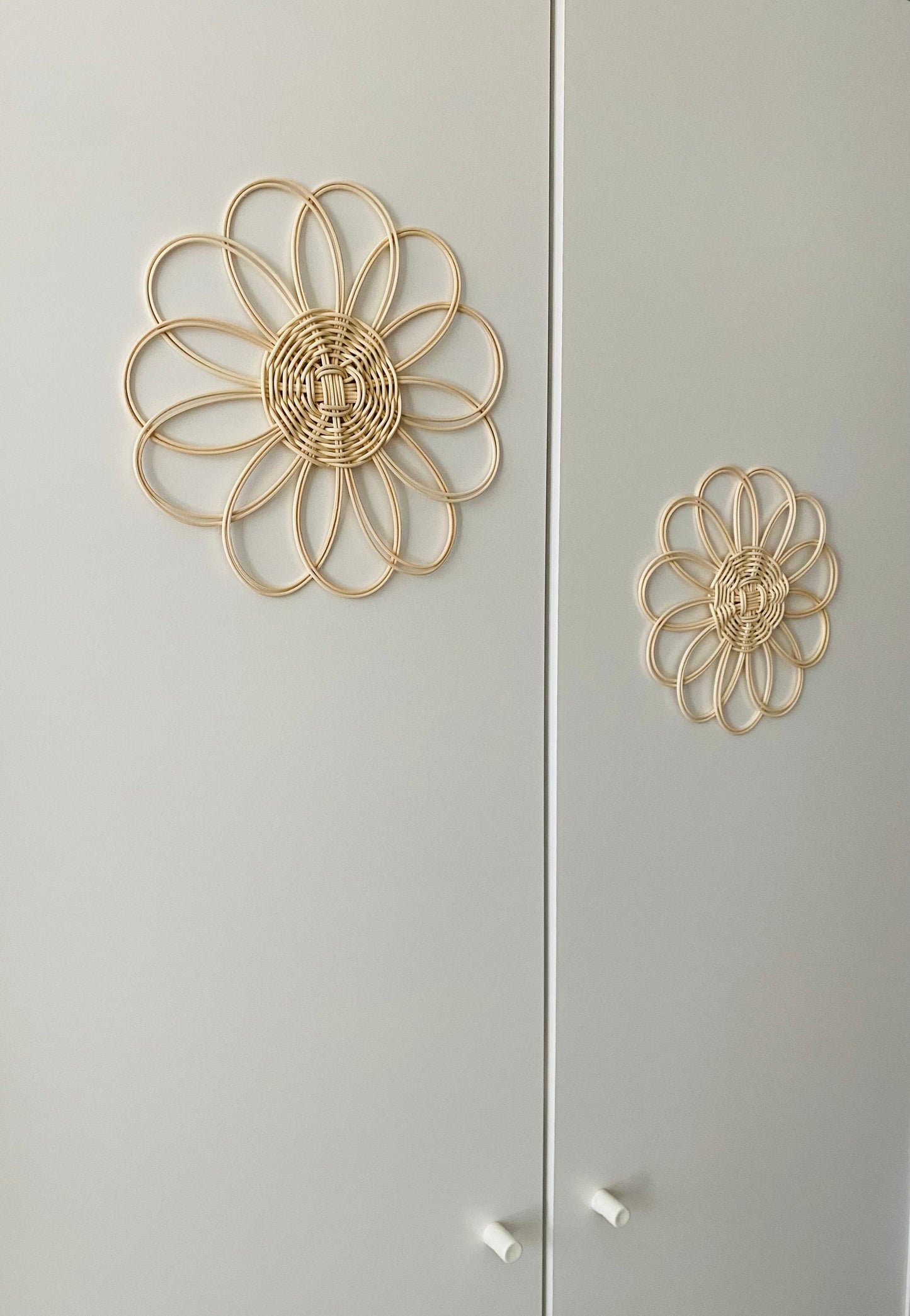 Handmade Rattan Flower Wall Hanging | Nursery Wall Decor | Boho Wall Decor