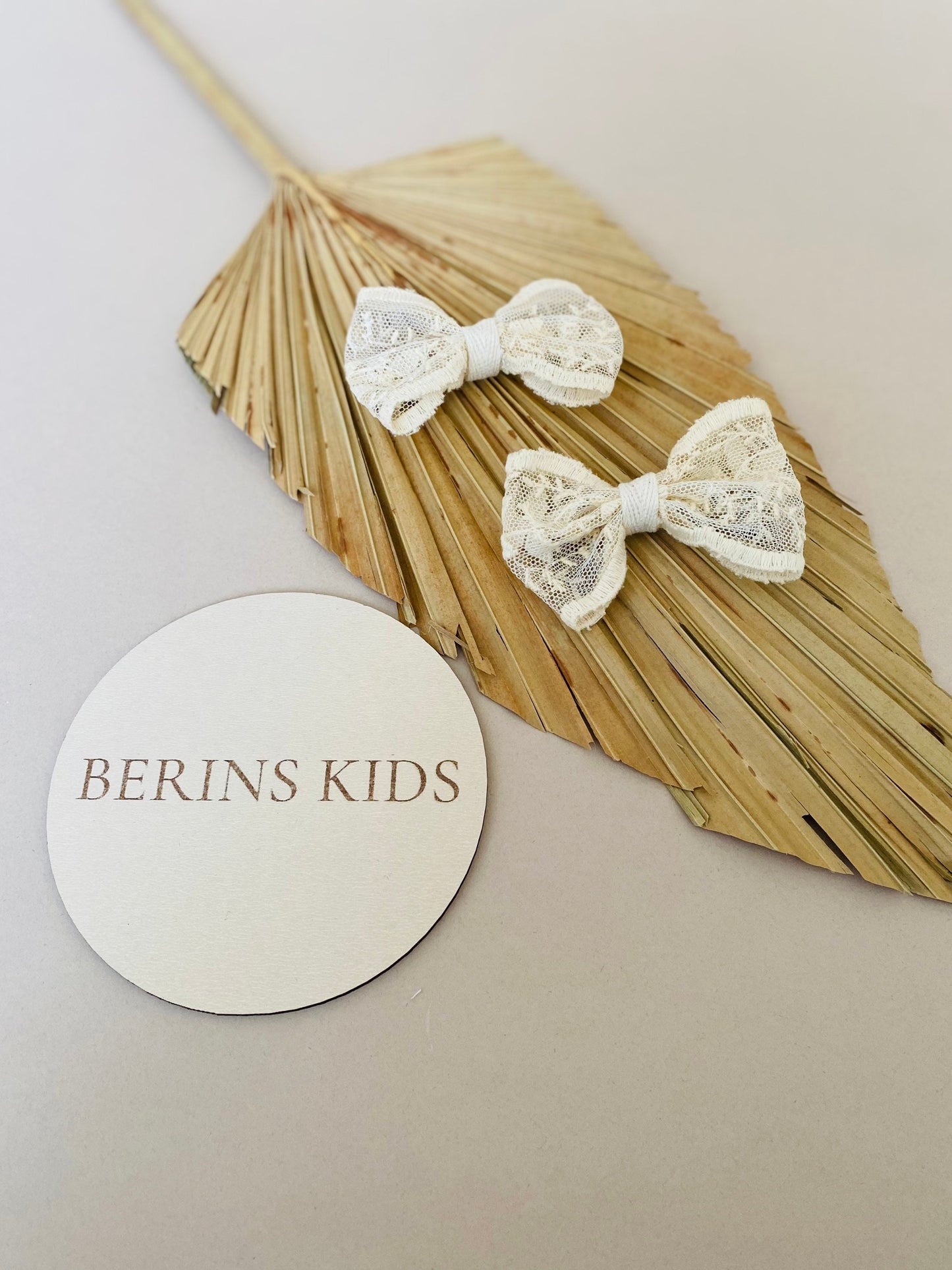 Set of 2 Bow Hair Clips for Girls | Ribbon Lace Ivory Bow Hair Clips for Party Dress