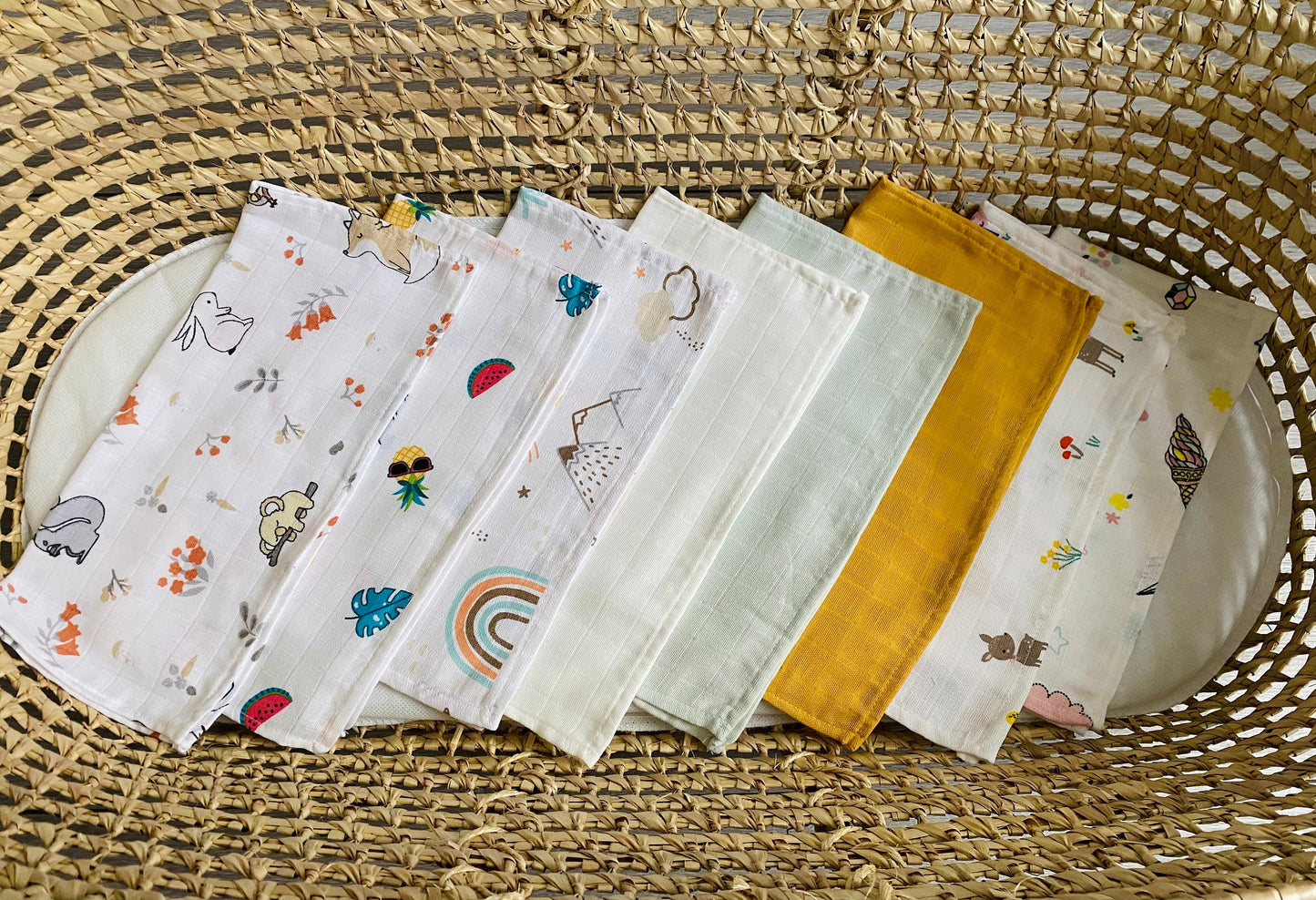 Washcloths Set of 8 Baby Muslin Cloths| Reusable Baby Face Towel 30x30cm