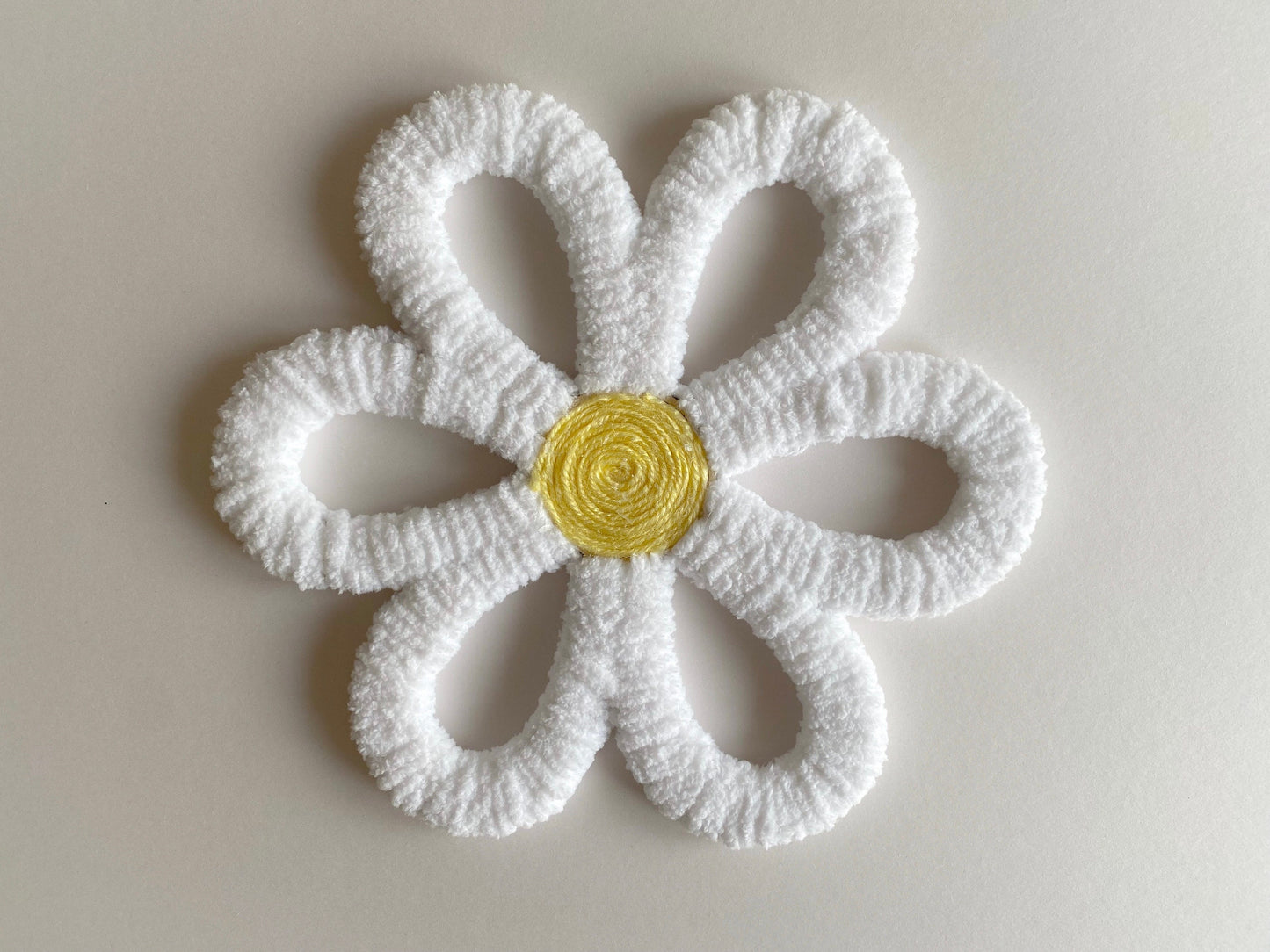 Set of 3 White/Yellow Flower Wall Hanging | Handmade Daisy Flower Nursery Wall Decor