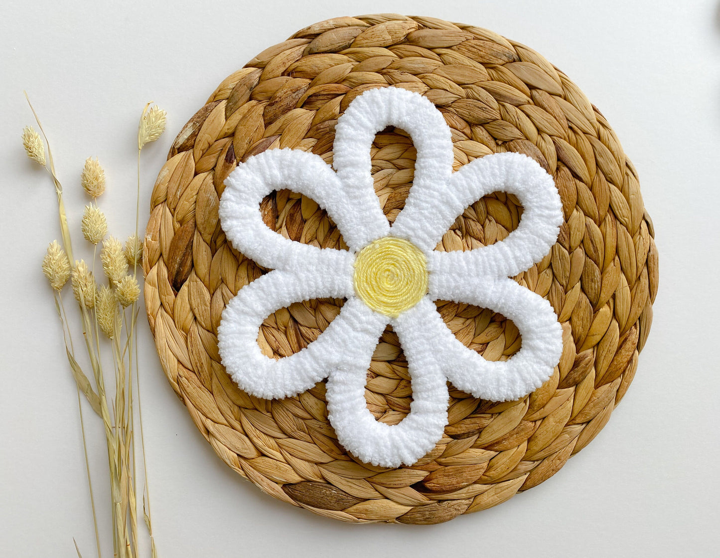 Set of 3 White/Yellow Flower Wall Hanging | Handmade Daisy Flower Nursery Wall Decor